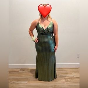 Forest Green Iridescent Evening Gown